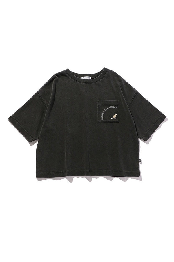 Kangol JP women crop  Pocket T-Shirt Washed Black