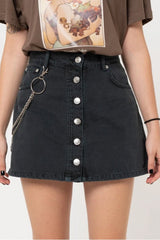 Minga London Denim Skirt With Chain Black