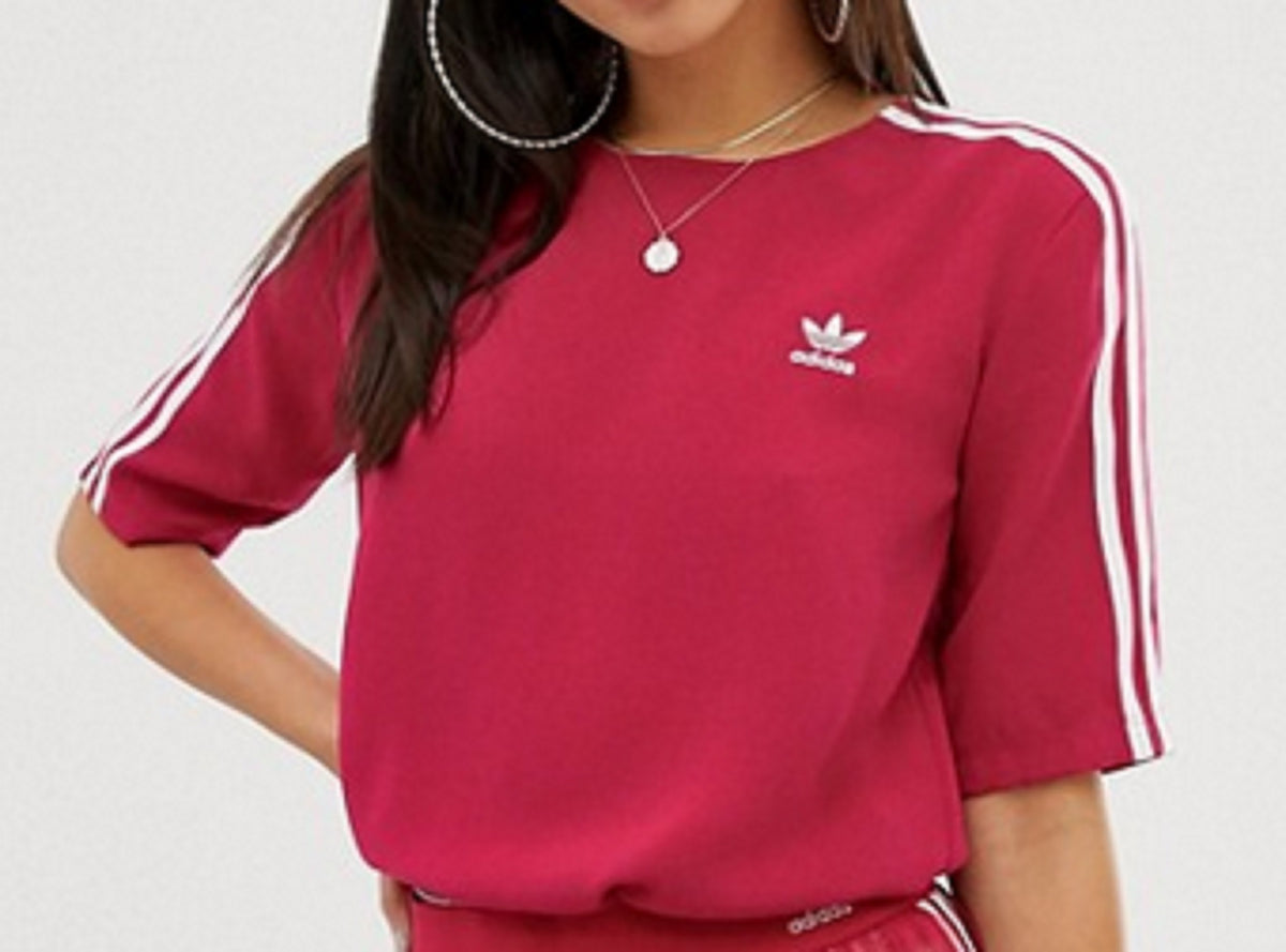 adidas Originals women Sleek Three stripe T-shirt Dark Pink